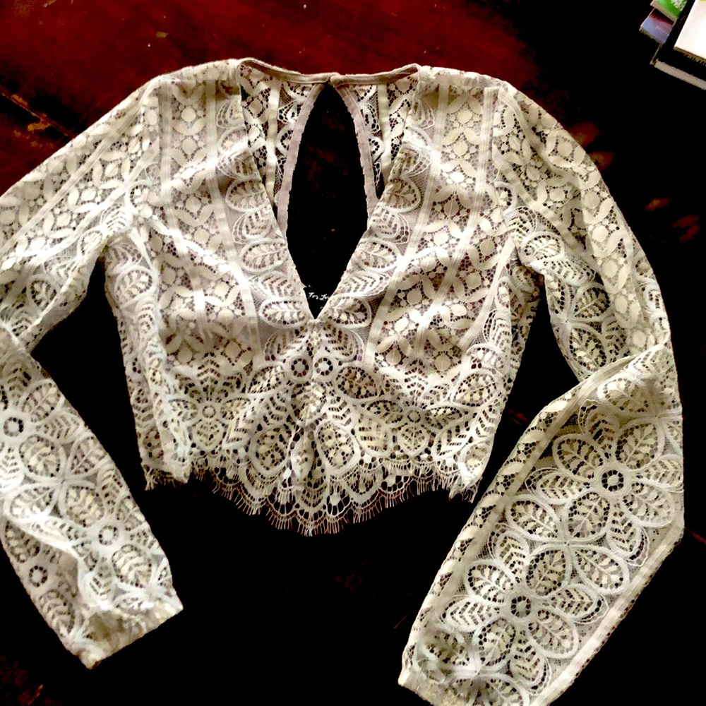 For Love and Lemons Cropped lace top, lined
